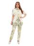 Amchoor Beige Cotton Floral Print Co-ord Set for Women's